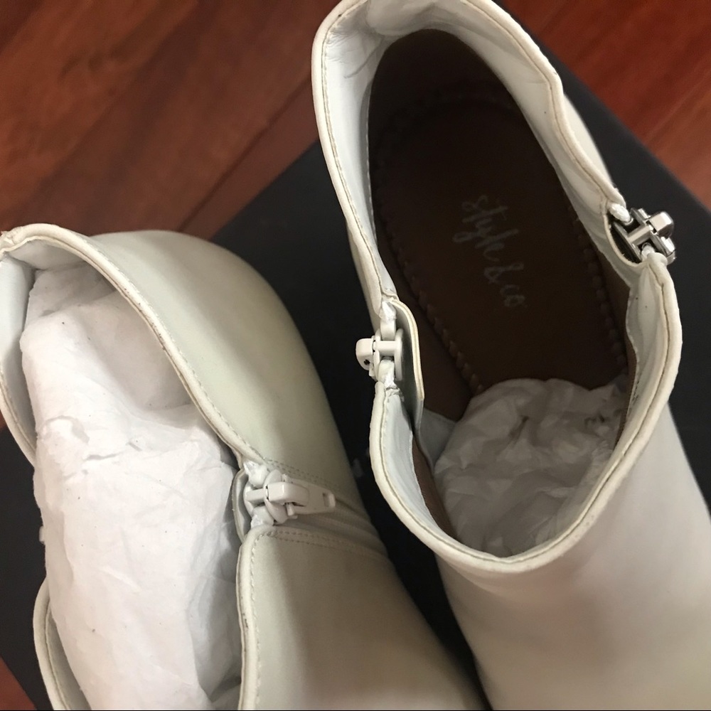 New White Booties With Stack Heel - image 5